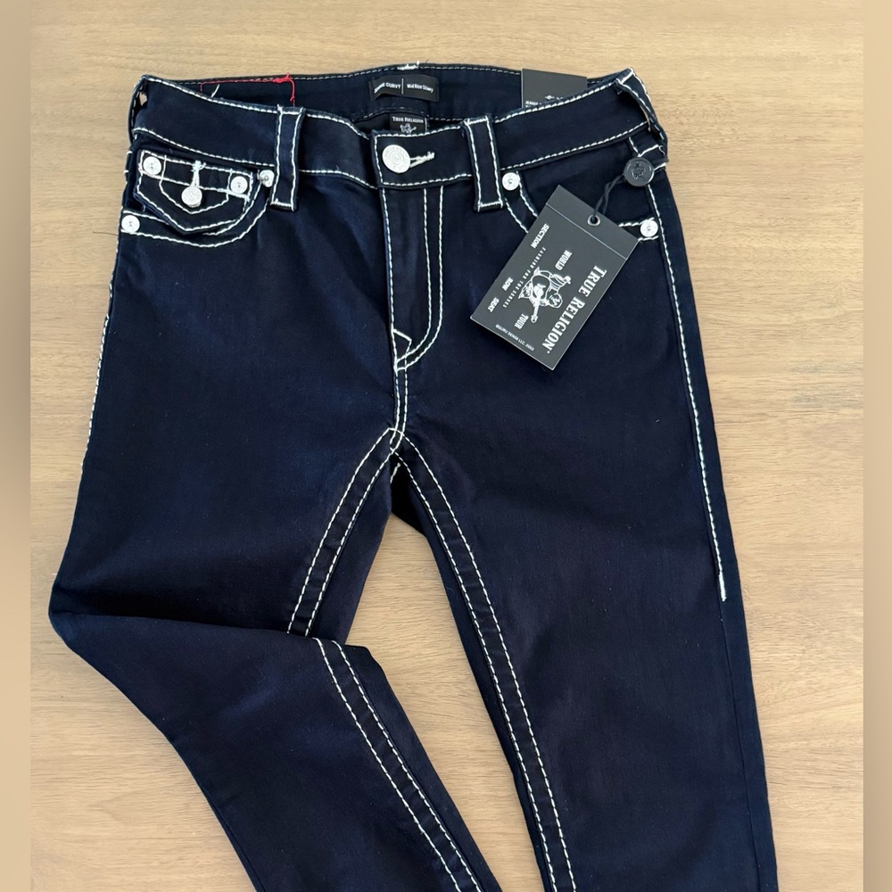 True Religion Navy Jeans with Contrast Stitching